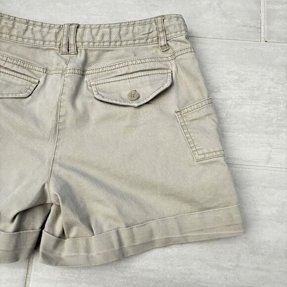 Dalia Collection Modern Fit Chino Shorts Khaki Beige Cargo Mid-Rise Pockets Sz 6 - Picture 3 of 8